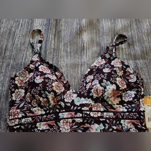 Floral Tankini Swim Top, V Neck, Adjustable Straps, Swimsuit Top - Picture 7 of 9